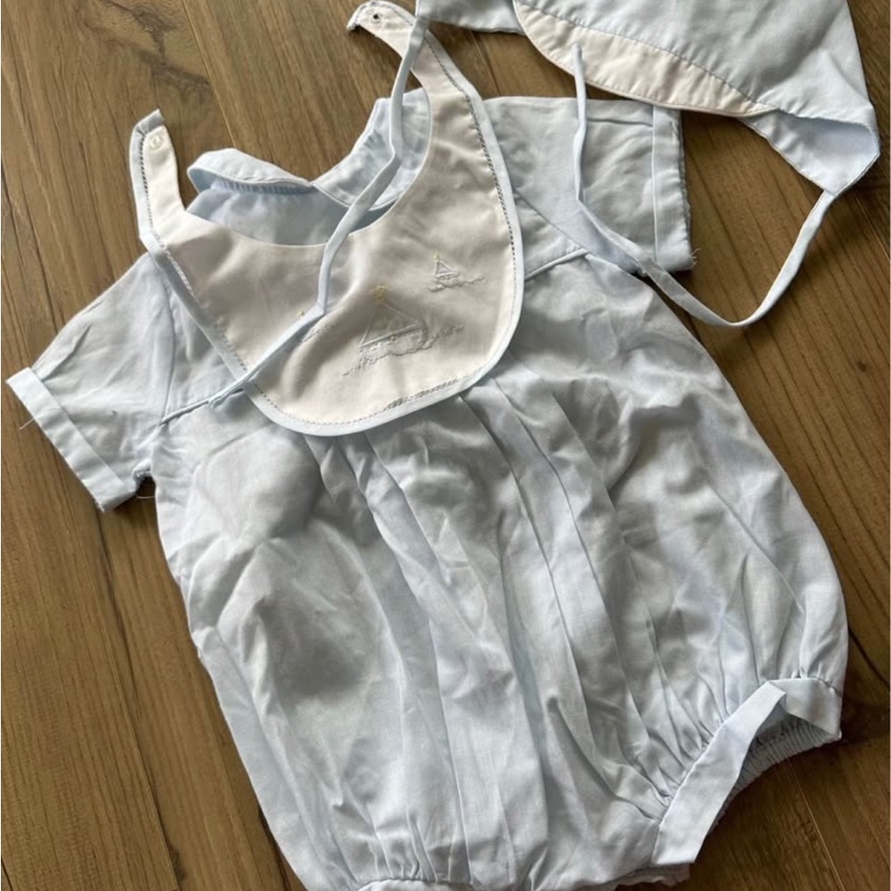 Petit Ami Sky Blue Bodysuit with Bib